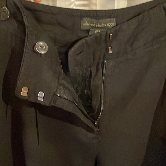 House Of Harlow Black Linen Blend High Rise Wide leg Trouser Pants - Picture 6 of 7